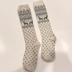 Off-white & gray knee high winter socks!